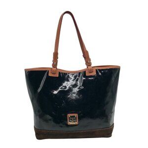 Dooney & Bourke Black Patent Leather & Suede Tote Bag
